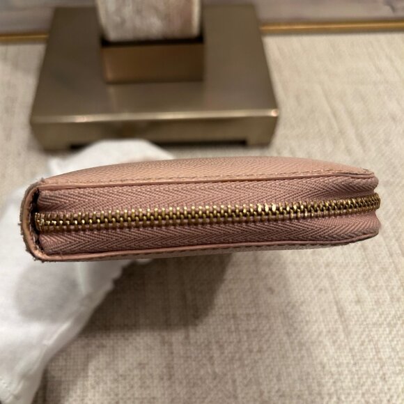 Burberry Shimmery Pink Leather Zip Around Wallet - Picture 7 of 10